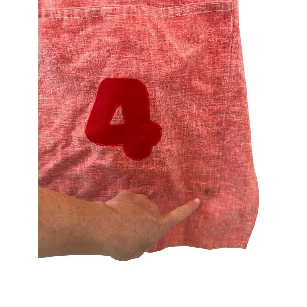 Vintage I Love Music Apron Red Full Length Applique Number Pockets Retro Kitchen